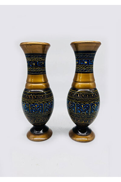 M.A Traders Wooden Vase (Guldasta) Handmade Decorative Design – 2 Piece Set