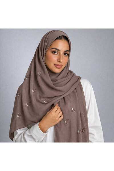 Veil Designer طرحه مها طبقتين بتطريز علي الطرفين قماش بوال ياباني 190*60