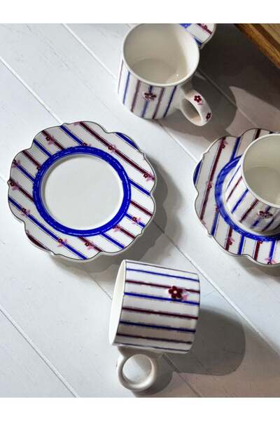 şirineşyalarım Mabel 6 Kişilik Porselen Türk Kahvesi Fincan Takımı