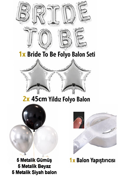 Parti dolabı Gümüş Gri Bride To Be Yıldız Folyo Balon Süsleme Seti Mekan Oda Bekarlığa Veda Partisi Malzemeleri