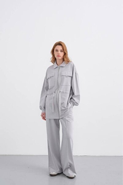 Tebrikler tekstil Women's Pocket Detailed Zippered Tunic Trousers Set G4881