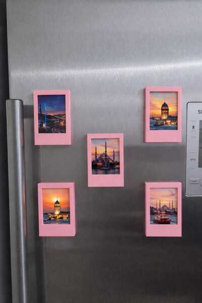 Renkli Magnet Fotoğraf Çerçevesi 5 Adet (İntax Mini Uyumlu)