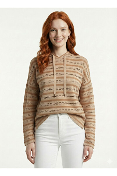 Neden Tekstil Γυναικείο casual φούτερ με κουκούλα και τρύπες