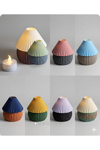 Multicraft Lisanslı Pilli (Tealight mum) Mantar Abajur - Renk Seçenekli TEALİ...