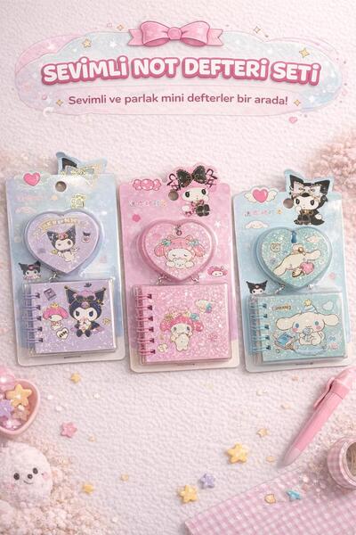 ÖZ KIRTASİYE Kuromi-My Melody-Cinnamorall Mini Not Defteri (1paket 2 defter)