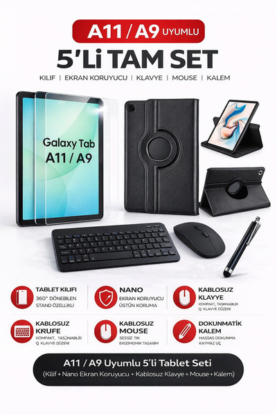 ebulduk Galaxy Tab A11 Sm-X130 A9 8.7 inç SM-X110 Uyumlu Tablet Kılıfı Ekran ...