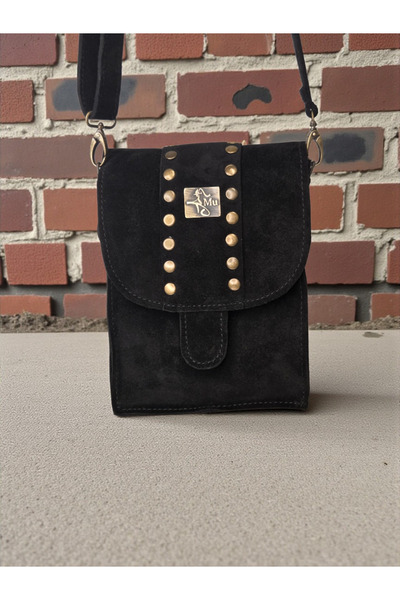 Mu leather design Aten Black Shoulder Bag