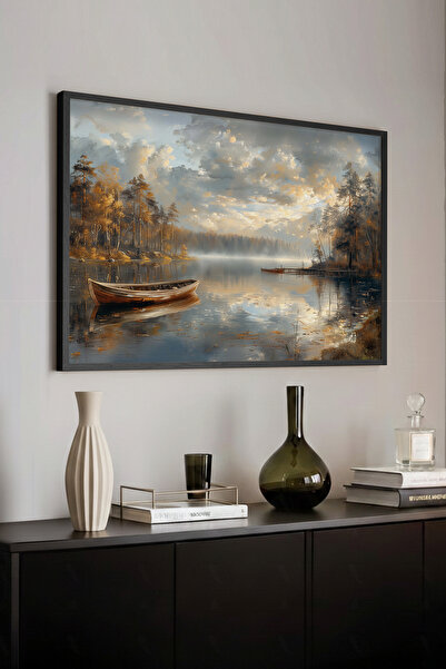 STARYUNA Ελαιογραφία με vintage εφέ σε μαύρο ξύλινο πλαίσιο, Εγκάρσια ζωγραφι...