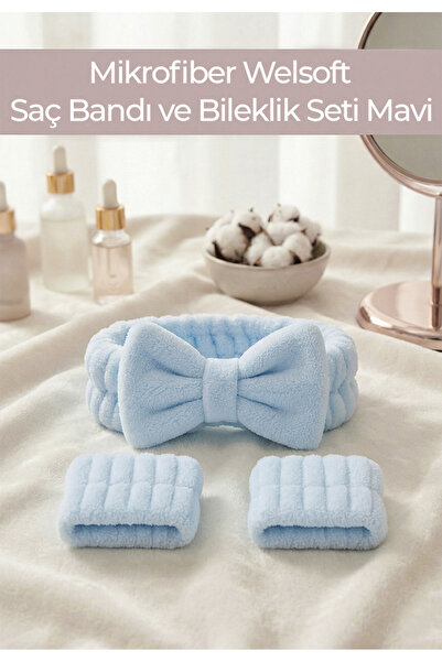 Lotravia Mikrofiber Welsoft Saç Bandı ve Bileklik Seti – Makyaj & Yüz Yıkama