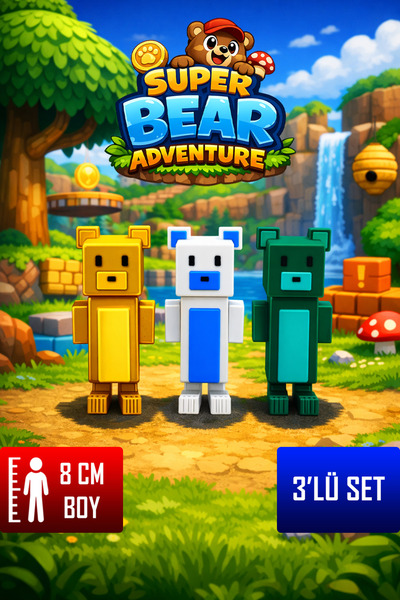 YAGLİZ Super Bear Adventures - 3D Figür || Gold Ayı, Kar Vadisi Ayı ve Yeşil Ayı