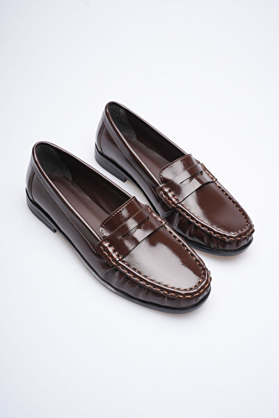 MERETTO By Akıl Lony Wrinkled Patent Leather Non-Slip Sole Casual Loafer