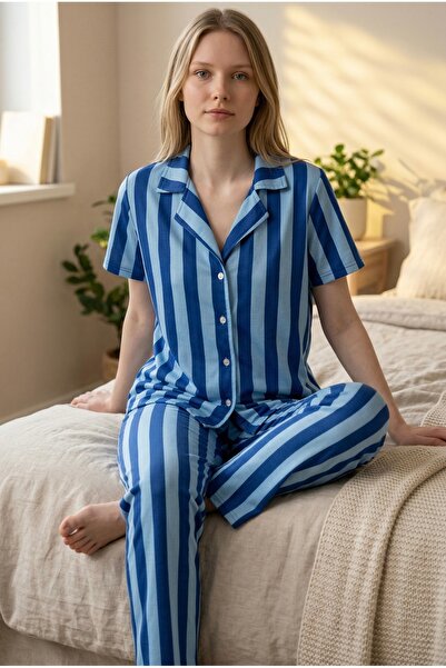 Pijamacs Σετ πιτζάμες με γιακά πουκάμισου με σχέδιο Ocean Breeze