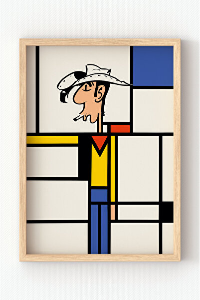 MIOVI WORKS Red Kit Kovboy Pop Art | Çerçeveli Mondrian Stil Minimal Dekorati...