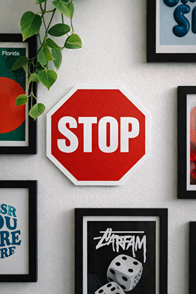 zebu3Design Loft Tasarım Stop Yazılı Tabela - Endüstriyel Retro Duvar Dekoru ...