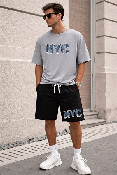 orwen life est. 2022 Unisex NYC Σετ μπλουζάκι και σορτς με στάμπα – Άνετο καθ...