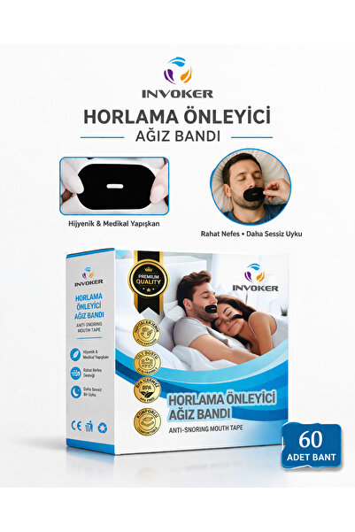 INVOKER Horlama Önleyici Ağız Bandı Anti Horlama Desteği Hipoalerjenik Ağız Kapama Uyku Bandı 60 Adet
