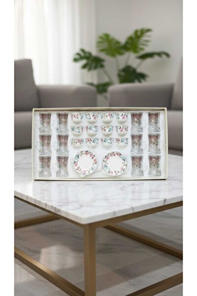 Generic A luxurious hospitality set – coffee cups and tea glasses with elegan...