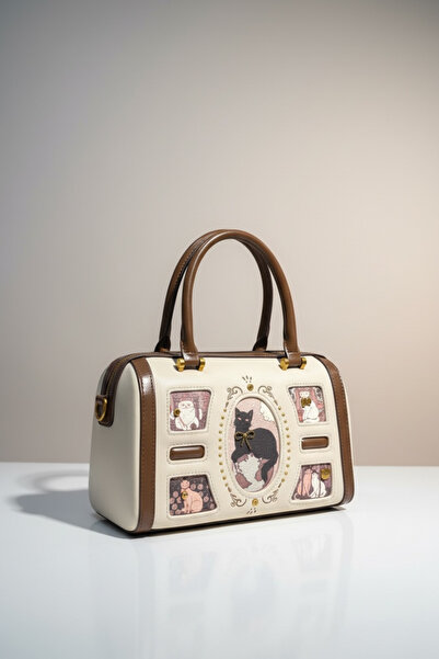 SACHS Maison Cat Series Retro Cat Figured Women's Hand and Shoulder Bag Vinta...