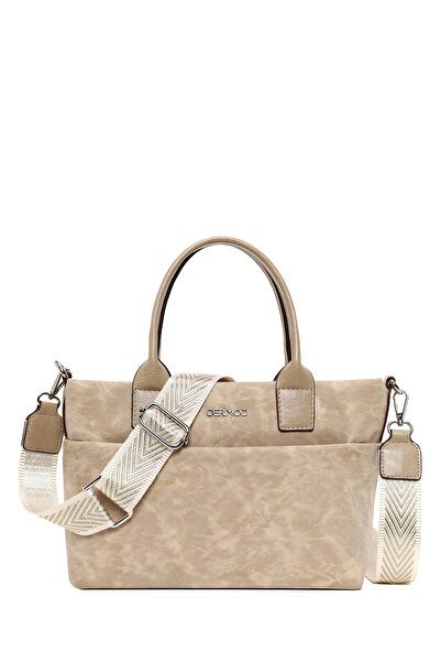 Derimod حقيبة كتف نسائية كريمية اللون من جلد النوبوك بحزام طويل 26SBD2106V3