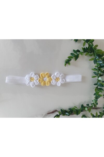 TrendTokaAksesuar Papatya El Örgüsü Bebek Saç Bandı / Bandana - %100 Pamuklu,...