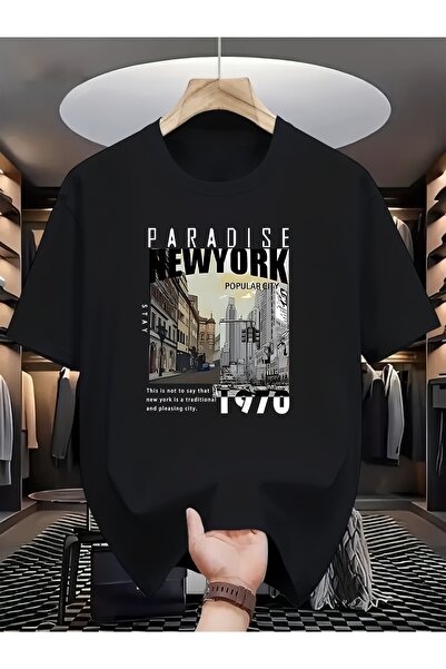 yiou trendy clothing Men's casual fashion T-shirt, printed with "PARADISE NEW...
