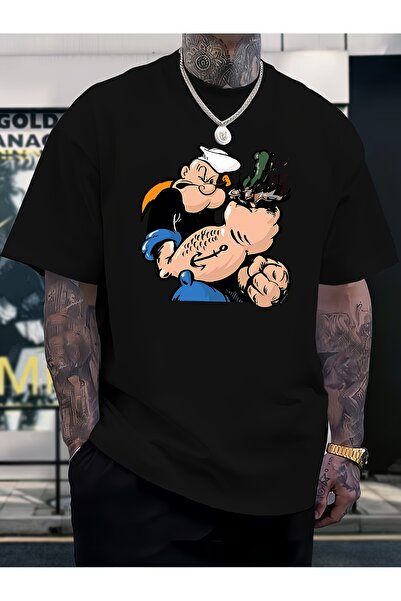 yiou trendy clothing تي شيرت بوباي أسود للرجال بتصاميم أوليفر أورايلي وبروتوس.
