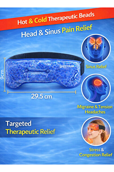 Spectrum Head & Sinus Hot & Cold Gel Pack 29.5x9cm Reusable Ice & Heat Therapy Wrap Strap