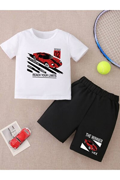 Kids Καλοκαιρινό σετ σορτς για αγόρια με στάμπα αυτοκινήτου "Reach Your Limits "