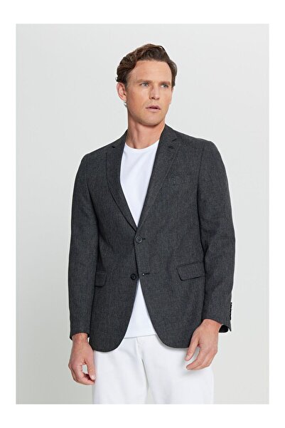 LC Waikiki Men's Black Linen Regular Fit Regular Cut Mono Collar Pocketed Dob...