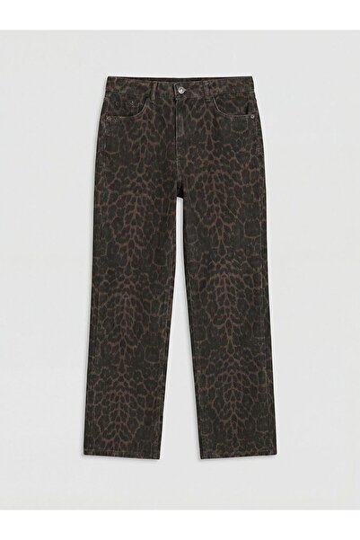 LC Waikiki Stragiht Fit Leopar Desenli Kadın Jean Pantolon