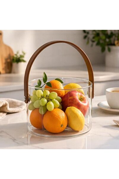 Generic Transparent Glass Fruit Basket with Elegant Handle