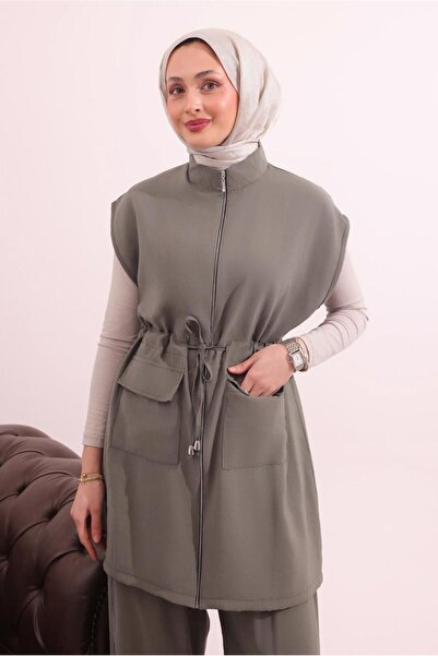 TRENDTESETTÜR KADIN VİZON BELİ BAĞCIKLI PANTOLONLU TAKIM T 7817