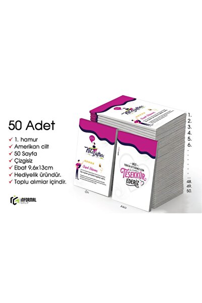 İnformal Yayınları En güzel Hediye İnformal 50 Adet Çizgisiz Mini Not Defteri...