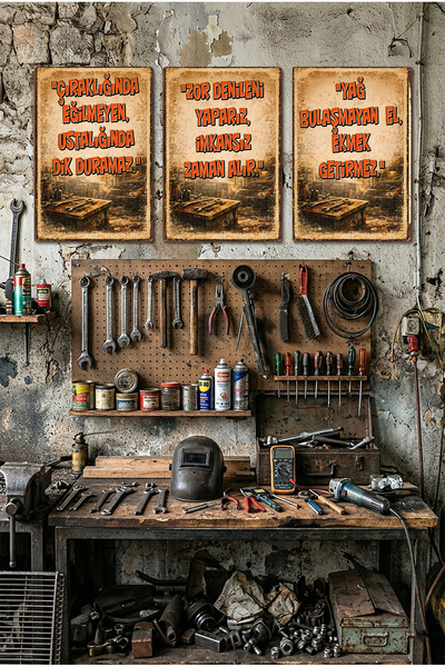HAYAL ODASI STORE Retro Sanayi Dekorasyon Seti (3 Adet) - Yağ Bulaşmayan El /...