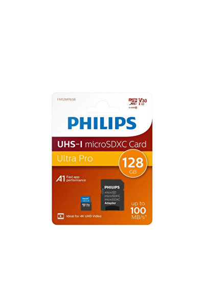 Philips FM12MP65B, 128GB, SDXC, UHS-I, V30, Class10, MicroSD Kart Bellek (SD ...