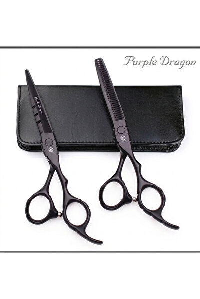 purple dragon Paslanmaz Japon Çeliği 6 inch Düz ve Ara Makas, Kuaför Berber M...