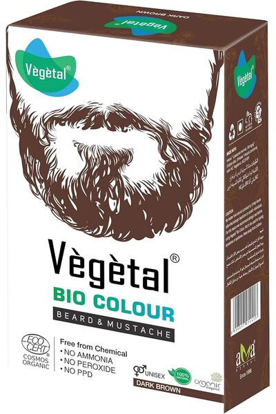 Vegetal صبغة اللحية والشارب بيو كولور - بني غامق - 100 جرام