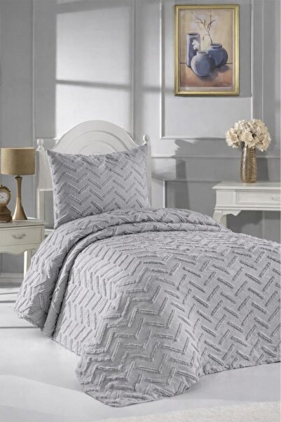 Çeyiz Diyarı Σετ Πικέ Μονό Κρεβάτι Zigra 2 τεμαχίων Γκρι