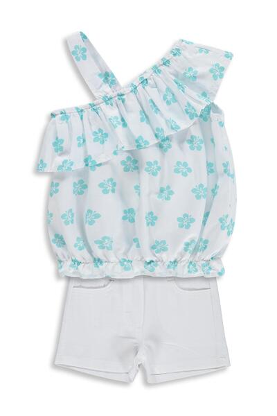 Civil Girls Floral Patterned Flounce Set for 2-5 Years - Off-White