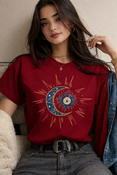 By Layina TRICOU OVERSIZE DE DAMĂ CU IMPRIMEU BLUE MOON / TRICOU MĂRIMI MARI