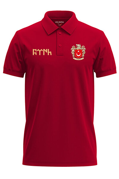 WİDİ ΤΟΥΡΚΙΚΟ και ΤΟΥΡΚΙΚΟ Μπλουζάκι με γιακά πόλο με στάμπα Bozkurt Göktürkç...