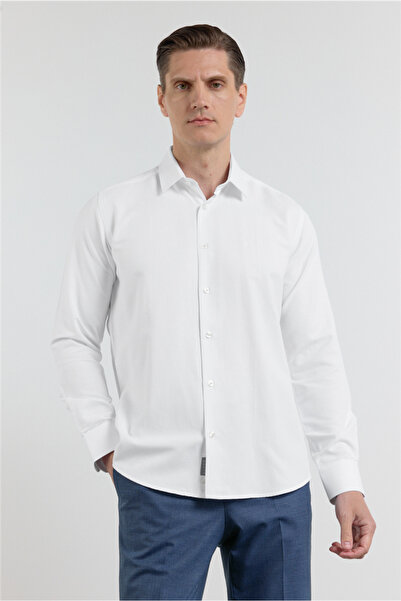 İmza Λευκό πουκάμισο με σκληρό γιακά, μακρύ μανίκι, χωρίς τσέπες, στενή εφαρμ...