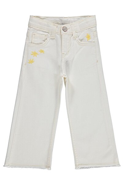Civil Girls Παντελόνι με κέντημα λουλουδιών για 2-5 ετών - Εκρού