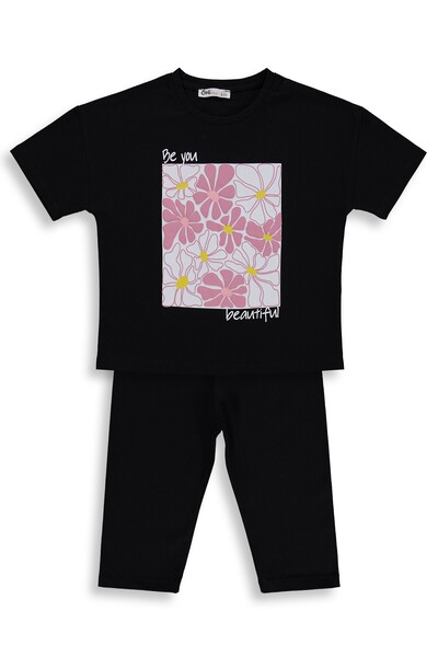 Civil Girls Πολύχρωμο Σετ με Στάμπα Λουλουδιών για 2-5 Ετών - Μαύρο