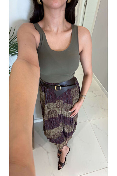 BİRCANÇİL Dlvin Fosled Khaki Seamless Round Neck Sleeveless Undershirt