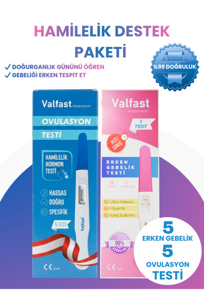 Valfast Hamilelik Destek Paketi 5 Ovulasyon (Yumurtlama) + 5 Erken Gebelik Testi