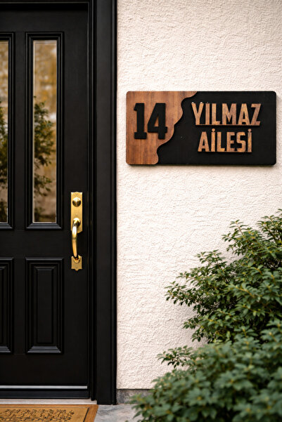 Kişiye Özel Ahşap-Pleksi Kapı İsimliği – 10x20 cm MDF Dekoratif Kapı Tabelası