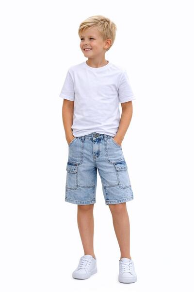 Escabel Αγορίστικο ανοιχτό μπλε τζιν σορτς cargo –2599