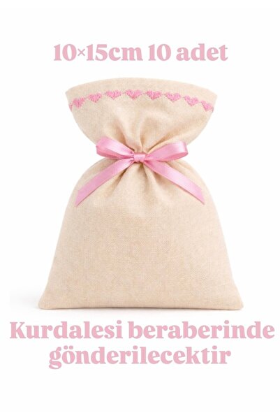 ALASEREN 10 ADET 10×15 CM PEMBE NAKIŞLI HAM BEZ KESE ÇOK AMAÇLI BEZ POŞET