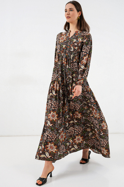 Bigdart Γυναικείο μακρύ φόρεμα χιτζάμπ με σχέδια 2585 - L. Μαύρο